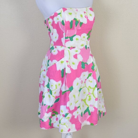 Lilly Pulitzer Pink it Can Be Arranged Blossom Strapless Dress - 2 - Picture 7 of 8